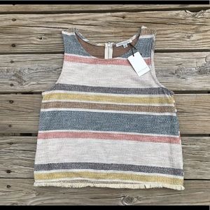 New GREEN ENVELOPE Stripe Blanket Tunic Tank Top Ladies M